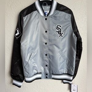 NWT Chicago White Sox STARTER Black/Gray Button Up Satin Jacket - Women’s Large
